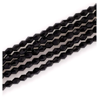 Perles de Bohème Toupies Facettées 5 mm Noir sur Fil 12 cm - Perles Corner - Rougier et Plé