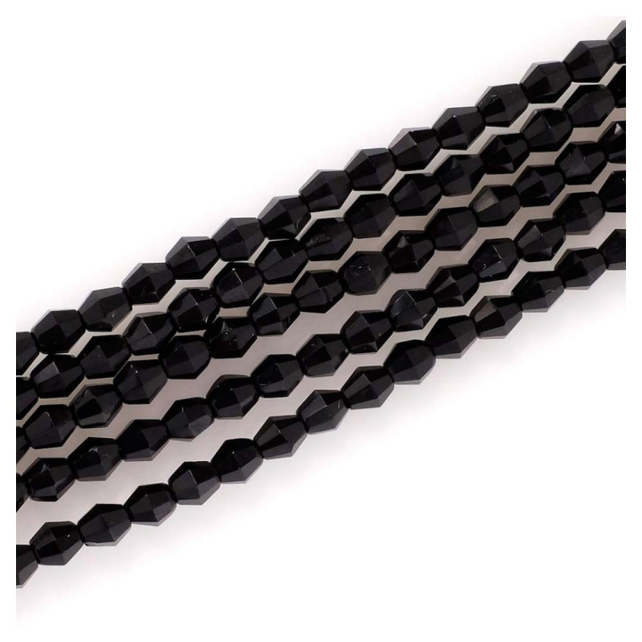 Perles de Bohème Toupies Facettées 5 mm Noir sur Fil 12 cm - Perles Corner - Rougier et Plé