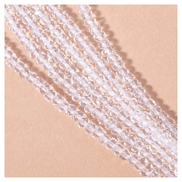 Perles de Bohème Transparentes Donuts 2 x 3 mm sur Fil 12 cm - Perles Corner - Rougier et Plé