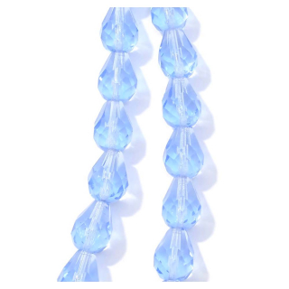 Perles de Bohème Transparentes Gouttes Facettées 10 x 13 mm sur Fil 12 cm - Perles Corner - Rougier et Plé