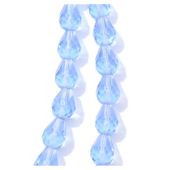 Perles de Bohème Transparentes Gouttes Facettées 10 x 13 mm sur Fil 12 cm - Perles Corner - Rougier et Plé