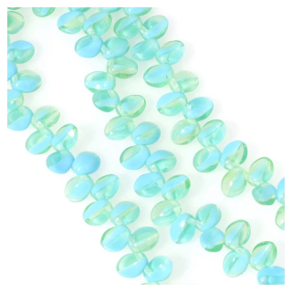 Perles de Bohème Transparentes Gouttes Pétales 6 x 8 mm sur Fil 12 cm - Perles Corner - Rougier et Plé