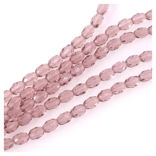 Perles de Bohème Transparentes Olive Facettées 8 x 6 mm sur Fil 12 cm - Perles Corner - Rougier et Plé