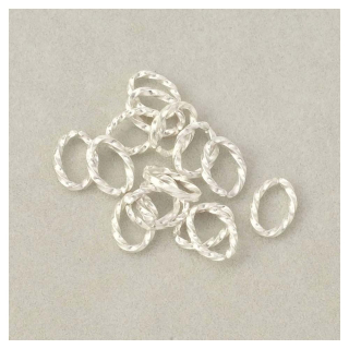 Anneaux Ouverts Ovales Torsadés 6 x 8,5 mm Argenté 925 - 10 pcs - Perles Corner - Rougier et Plé
