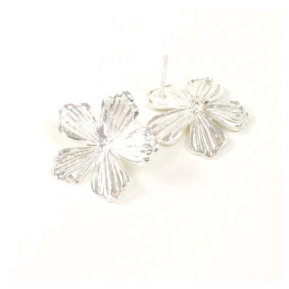 Clous d'oreilles Fleurs 19 x 20 mm avec Anneau d'accroche Argenté 925 - 2 pcs - Perles Corner - Rougier et Plé