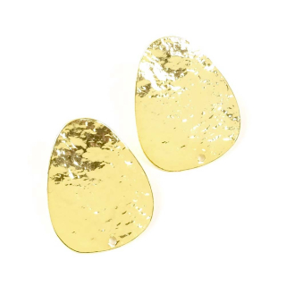 Clous d'oreilles Galet 17 x 20 mm Texture Granite Doré à l'or fin 24K - 2 pcs - Perles Corner - Rougier et Plé