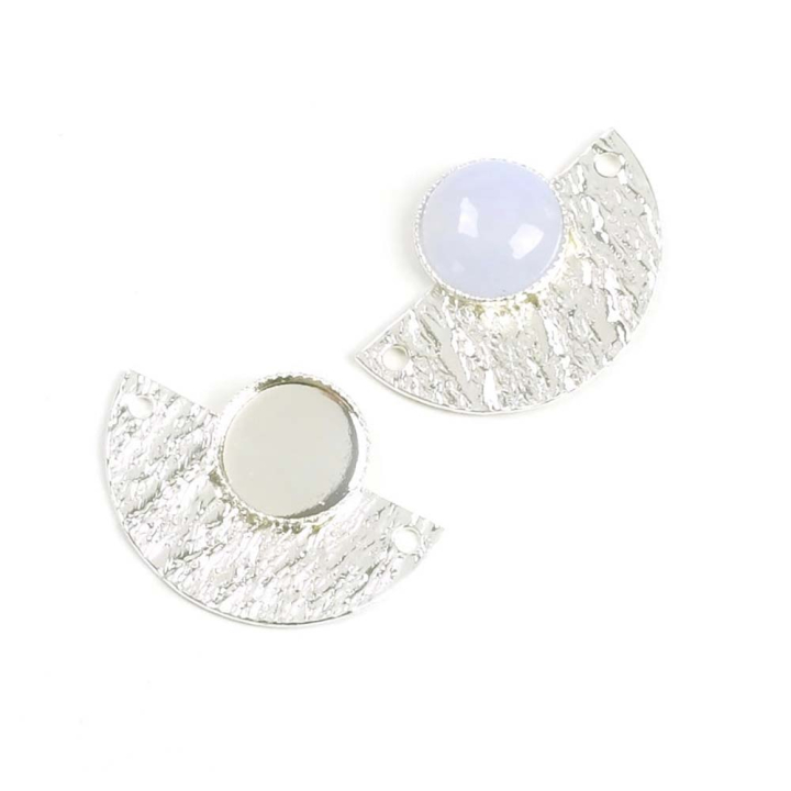 Pendentif Demi-Cercle pour Cabochon 8 mm Argenté 925 - Perles Corner - Rougier et Plé
