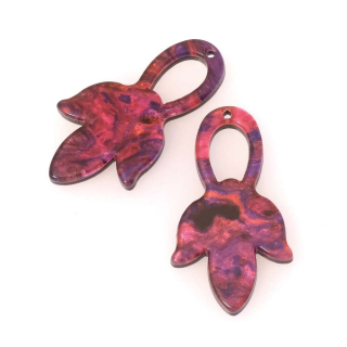 Pendentifs Fleurs 18 x 33 mm en Acétate Violet 2 pcs - Perles Corner - Rougier et Plé