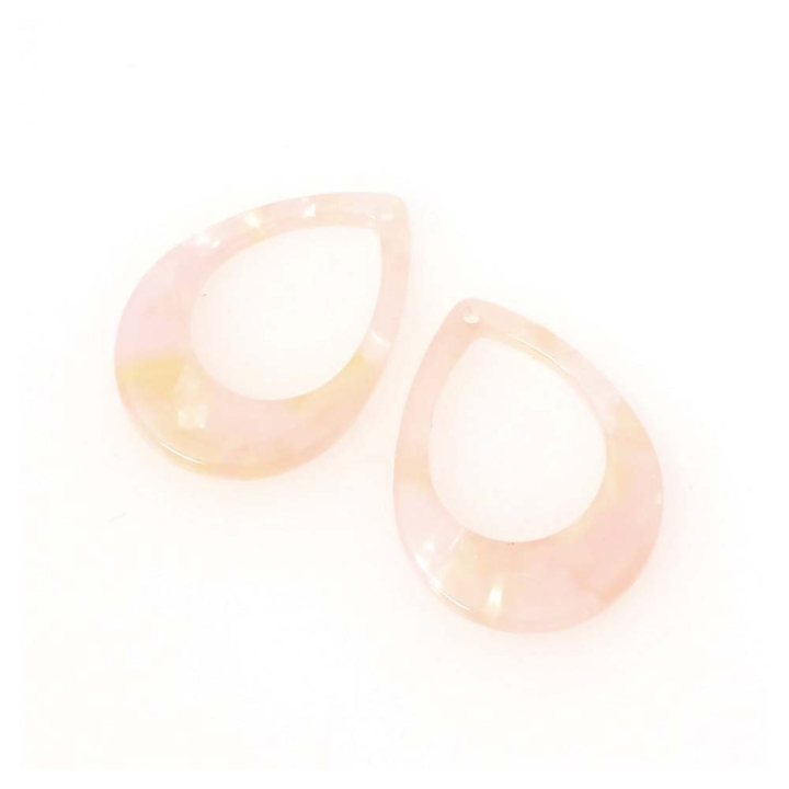 Pendentifs Gouttes 20,5 x 27 mm en Acétate Rose nacré 2 pcs - Perles Corner - Rougier et Plé