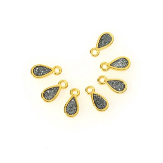 Pendentifs Gouttes 5 x 11 mm Émaillé Zamak doré 2 pcs - Perles Corner - Rougier et Plé