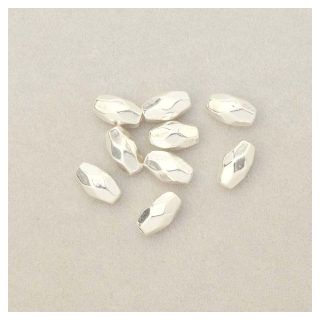 Perles Olives Facettées 4 x 7 mm Argenté 925 - 5 pcs - Perles Corner - Rougier et Plé