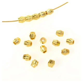 Perles Toupies Facettées 4 mm Doré à l'or fin 24K - 6 pcs - Perles Corner - Rougier et Plé