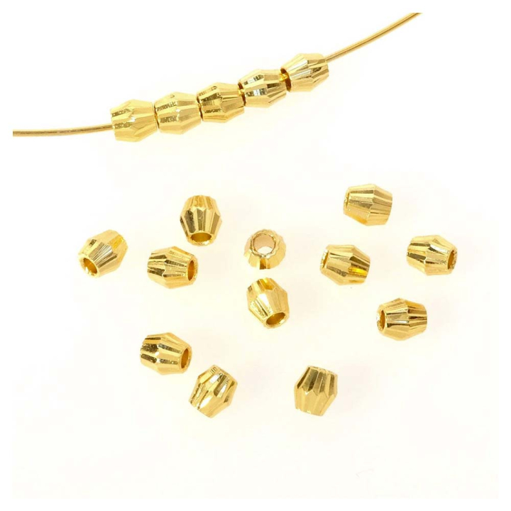 Perles Toupies Facettées 4 mm Doré à l'or fin 24K - 6 pcs - Perles Corner - Rougier et Plé
