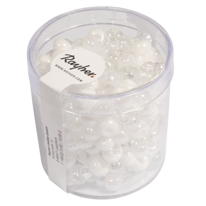Perles en verre Rondelle 6 mm Trou 2,5 mm Blanc - Rayher - Rougier et Plé