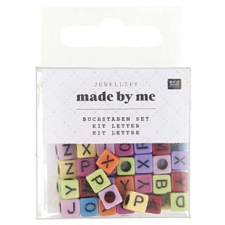 Perles cube lettres multicolores 5 x 5 x 5 mm 99 pcs env. - Rico Design - Rougier et Plé