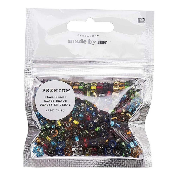 Perles en verre multicolore avec incrustation d'argent 6 x 4 mm 50 g - Rico Design - Rougier et Plé