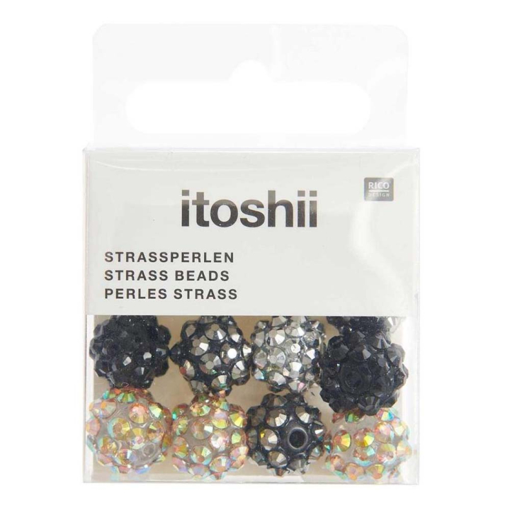 Perles Strass Mélange noir 11 mm 12 pcs - Rico Design - Rougier et Plé