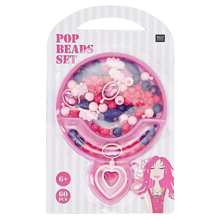 Kit de Perles Rose violet Enfant 6+ 60 pcs - Rico Design - Rougier et Plé