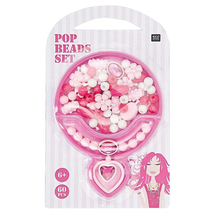 Kit de Perles Rose blanc Enfant 6+ 60 pcs - Rico Design - Rougier et Plé
