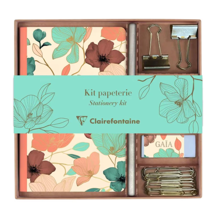 Kit de papeterie Gaïa beige 18,5 x 19,3 cm - Clairefontaine - Rougier et Plé