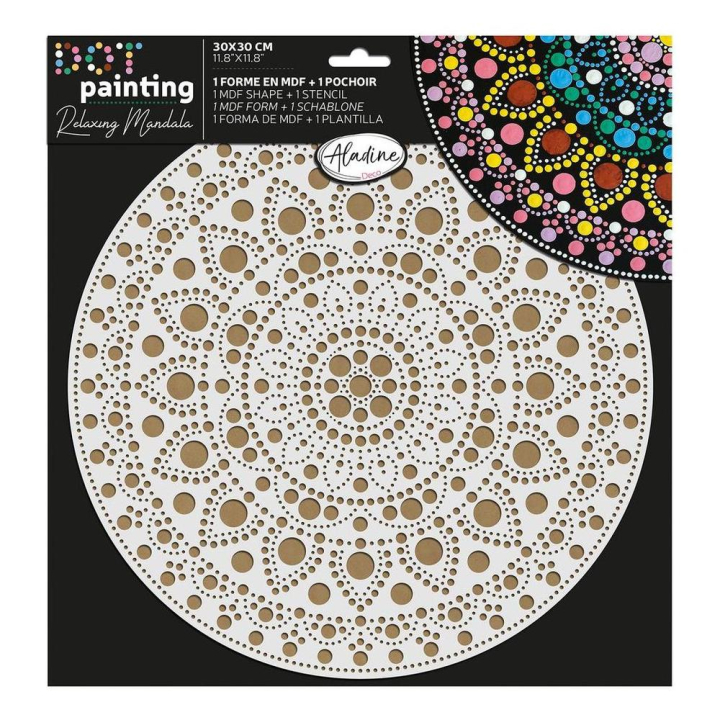 Pochoir et Support Dot painting Rosace ronde 30 cm - Aladine - Rougier et Plé