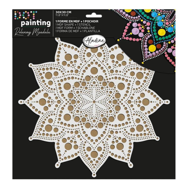 Pochoir et Support Dot painting Rosace ethnique 30 cm - Aladine - Rougier et Plé