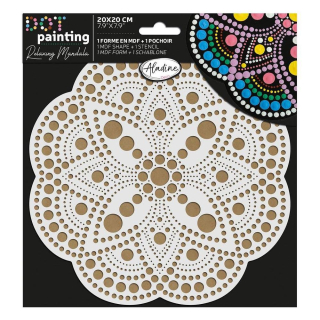 Pochoir et Support Dot painting Rosace aubépine 20 cm - Aladine - Rougier et Plé