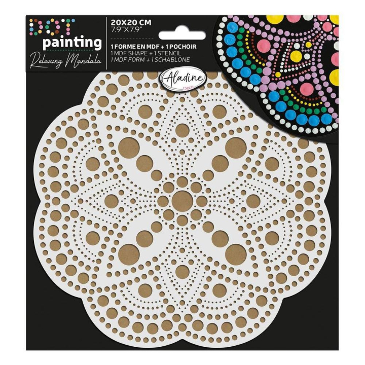 Pochoir et Support Dot painting Rosace aubépine 20 cm - Aladine - Rougier et Plé