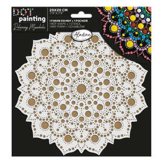 Pochoir et Support Dot painting Rosace soleil 20 cm - Aladine - Rougier et Plé