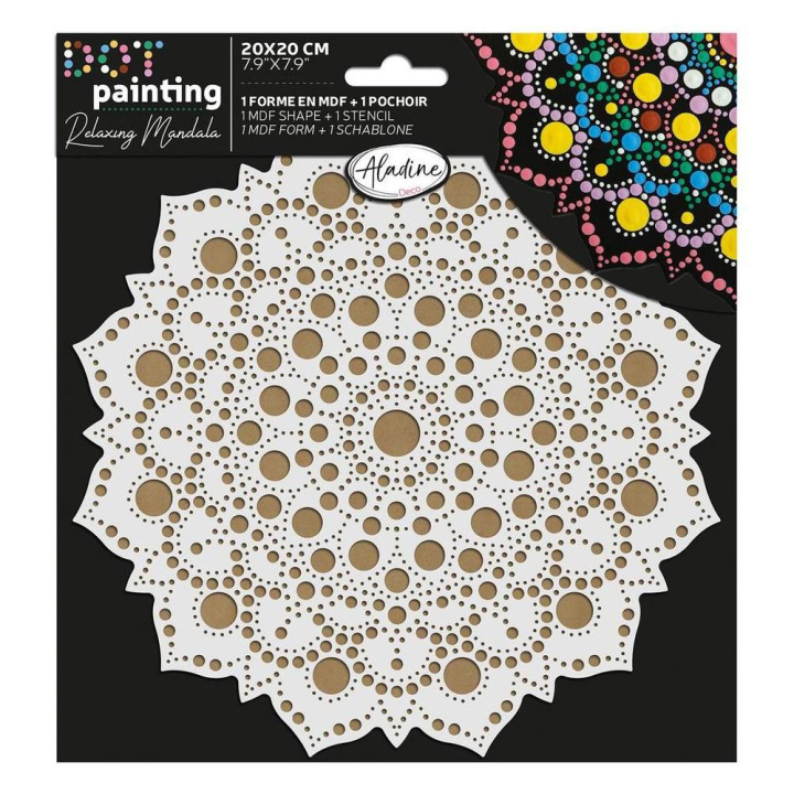 Pochoir et Support Dot painting Rosace soleil 20 cm - Aladine - Rougier et Plé