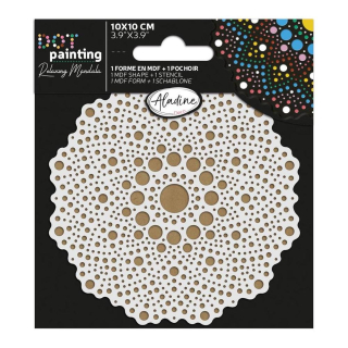 Pochoir et Support Dot painting Rosace napperon 10 cm - Aladine - Rougier et Plé