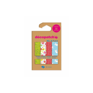 Papier Mix & Patch Licornes enchantées 30 x 40 cm 4 pcs - Décopatch - Rougier et Plé