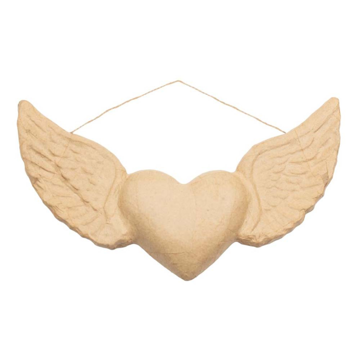 Ex-Voto cœur ailes en papier mâché 28,5 x 4,5 x 16,5 cm - Décopatch - Rougier et Plé