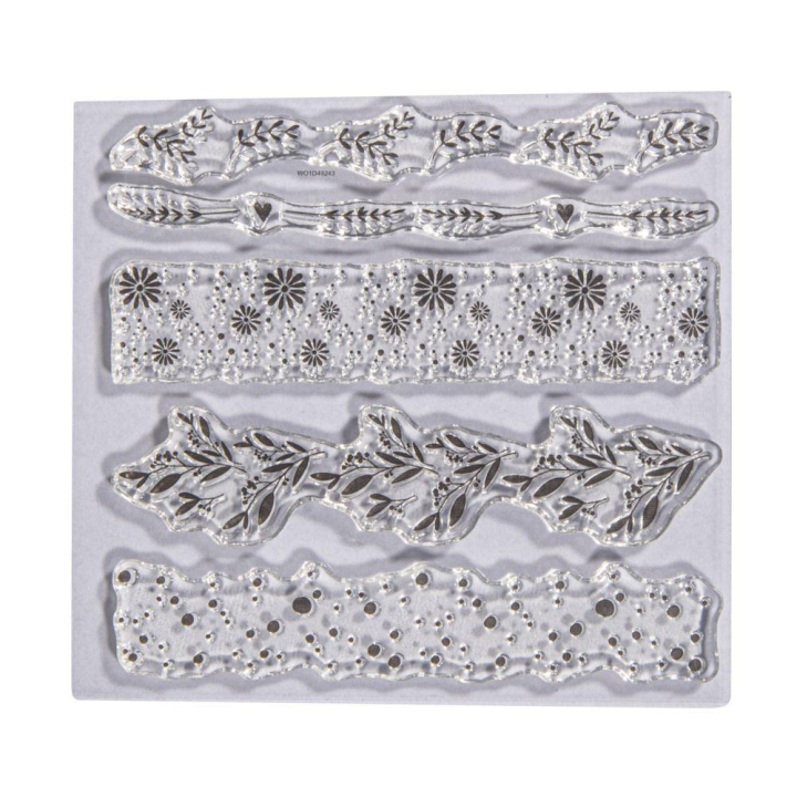 Tampons  Transparents Motifs de fleurs 10,25 x 9,7 cm - Rayher - Rougier et Plé