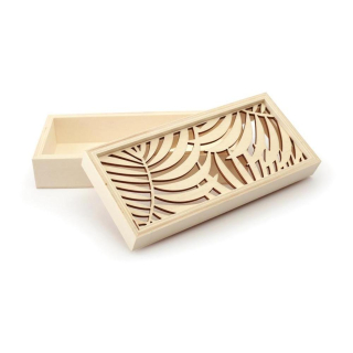 Boîte Bois ajourée Feuilles 180 x 85 x 50 mm - Graine Créative - Rougier et Plé