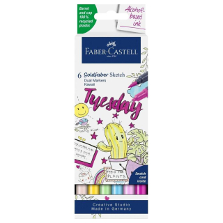 Marqueurs Goldfaber Sketch Double Pointe Kawaii Boîte de 6 - Faber-Castell - Rougier et Plé