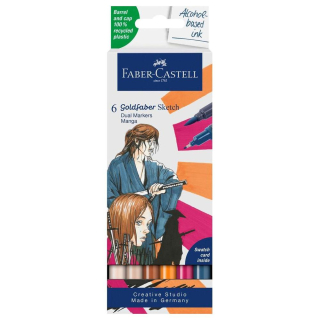 Marqueurs Goldfaber Sketch Double Pointe Manga Boîte de 6 - Faber-Castell - Rougier et Plé