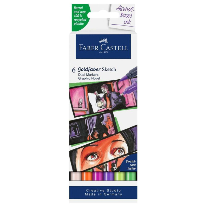 Marqueurs Goldfaber Sketch Double Pointe Illustration Boîte de 6 - Faber-Castell - Rougier et Plé