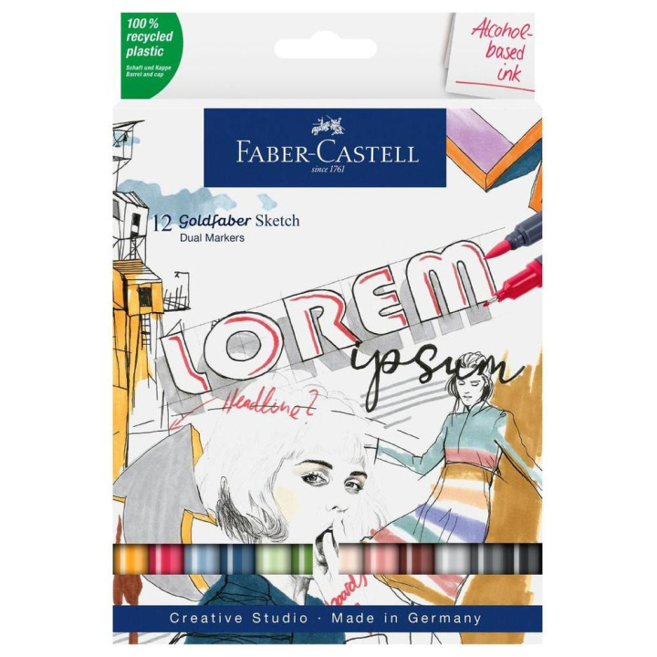 Marqueurs Goldfaber Sketch Double Pointe Boîte de 12 - Faber-Castell - Rougier et Plé