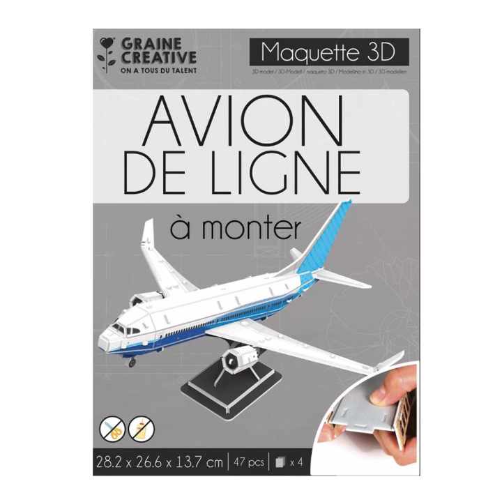 Maquette Puzzle 3D Avion de ligne - Graine Créative - Rougier et Plé