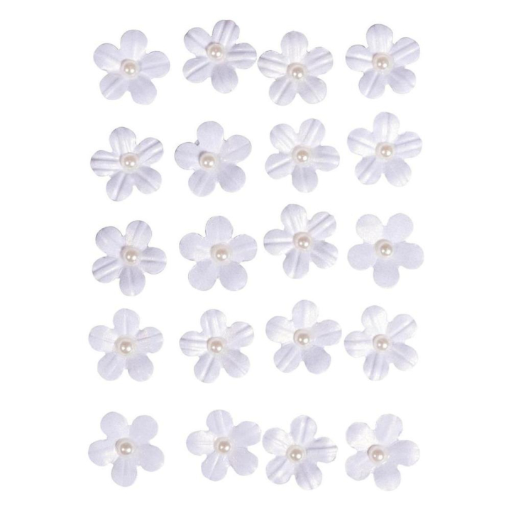 Stickers décoratifs - Fleurs en Papier avec demi-perle - 20 pcs - Rayher - Rougier et Plé