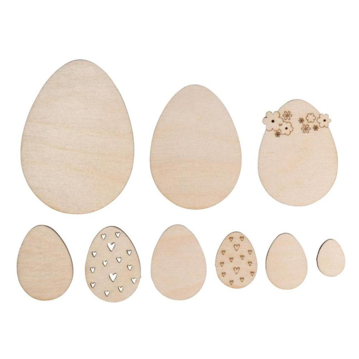 Œufs de Pâques en Bois - 9 pcs - Rayher - Rougier et Plé