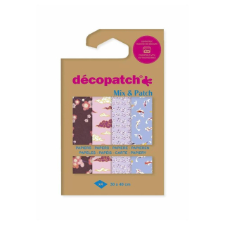 Papier Mix & Patch Voyage au Japon 30 x 40 cm 4 pcs - Décopatch - Rougier et Plé