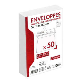 Enveloppe auto-adhésive Calligraphe 11.4 x 16.2 cm Blanche 50 pcs - Clairefontaine - Rougier et Plé