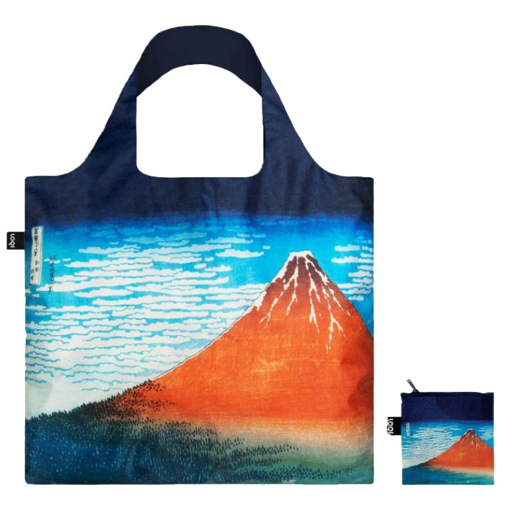 Sac shopping pliable avec pochette zip K. Hokusai Le fuji rouge - Loqi - Rougier et Plé