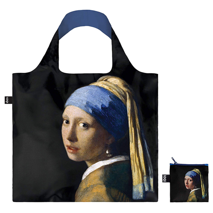 Sac shopping pliable avec pochette zip J. Vermeer La Jeune Fille à la perle - Loqi - Rougier et Plé