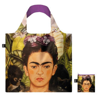 Sac shopping pliable avec pochette zip F. Kahlo Autoportrait avec un oiseau chantant - Loqi - Rougier et Plé
