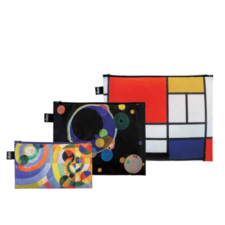 Lot de 3 pochettes zip Delaunay Kandinsky Mondrian - Loqi - Rougier et Plé