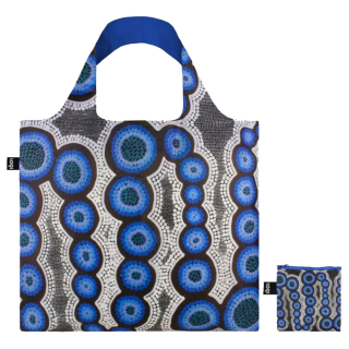 Sac shopping pliable avec pochette zip K. Nangala Egan Water Dreaming Blue - Loqi - Rougier et Plé