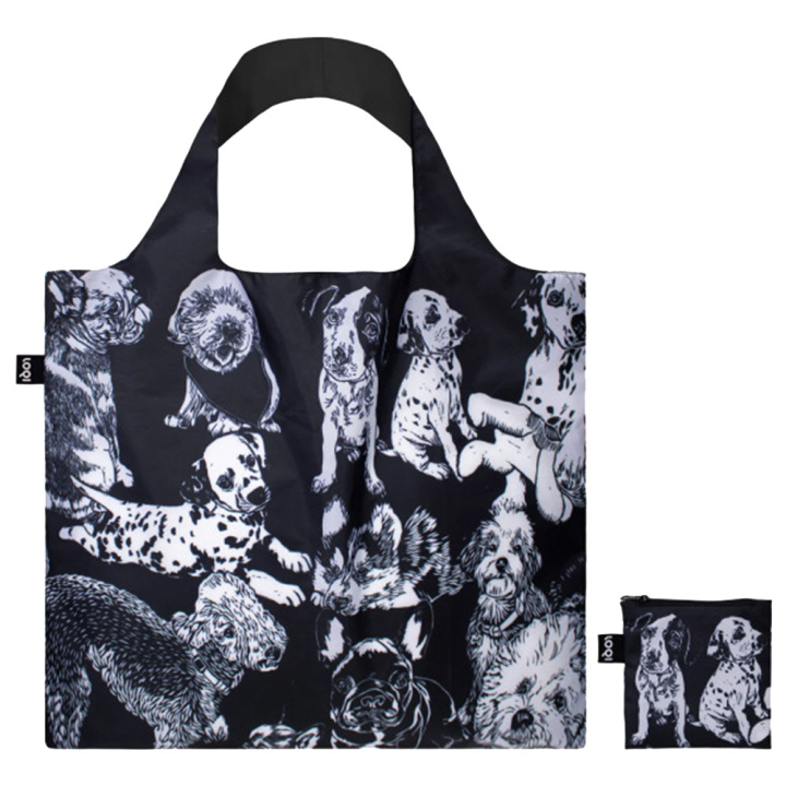 Sac shopping pliable avec pochette zip L. Park Red poppy bee dogs - Loqi - Rougier et Plé